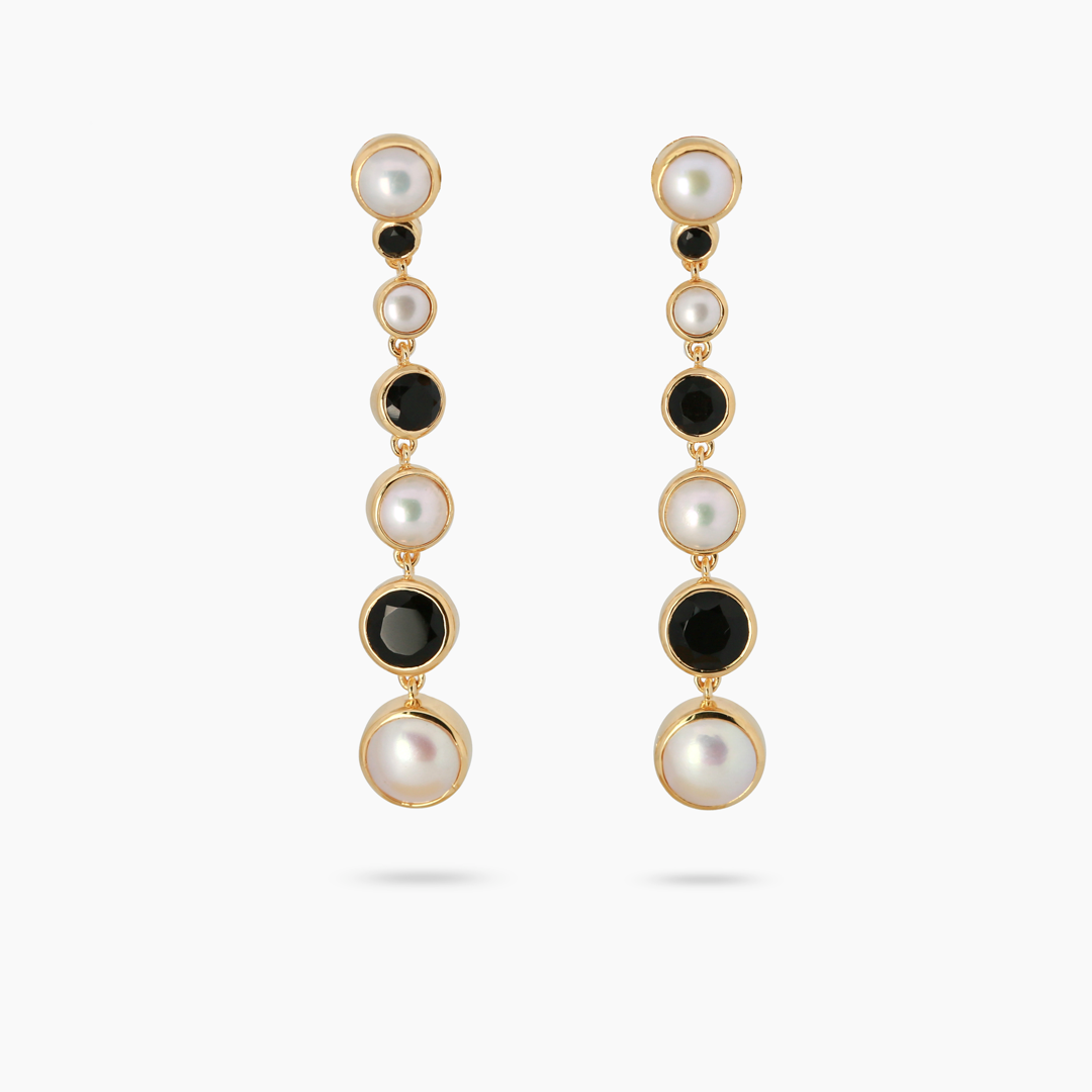 Amare Wear FreshWater Pearl and Black Onyx Statement Earring AMARE WEAR