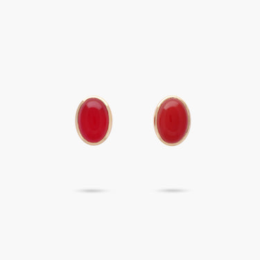 Amare Wear Red Onyx Statement Stud Earrings Gold
