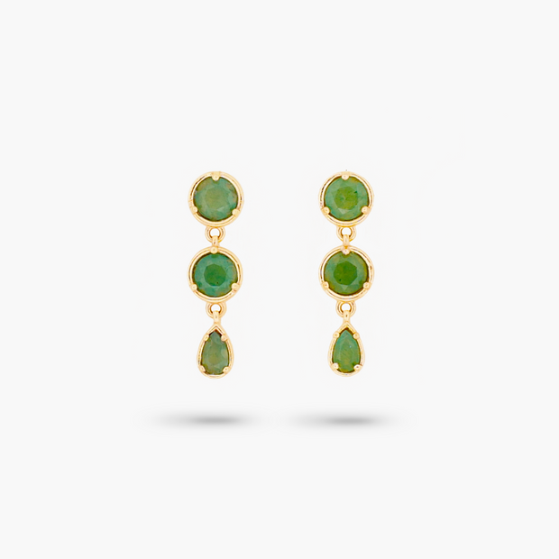 Amare Wear Gold Vermeil Green Aventurine Mini Dangle Earrings