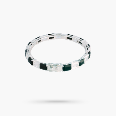 Black Onyx & White Topaz Stone Cuff - For Men & All Genders