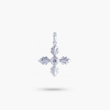 Amare Wear White Topaz Embossed Cross Pendant