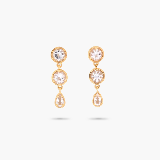 Amare Wear Gold Vermeil White Topaz Mini Dangle Earrings