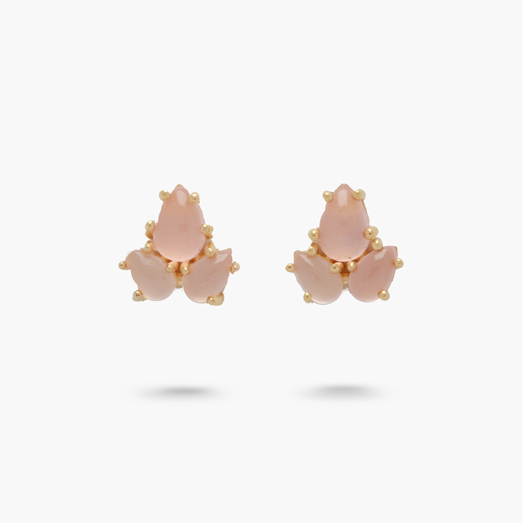 Mini Pink Chalcedony Cluster Studs