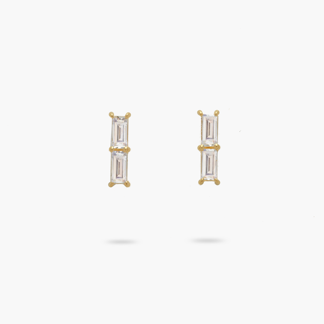 Mini Baguette White Topaz Studs