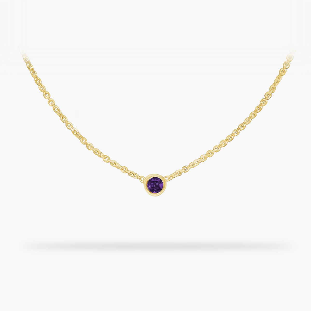 Birthstone Necklace February - Amethyst 14K Gold Necklace Amare Wear Handmade Jewelry | Permanent Jewelry | Fine Jewelry | San Francisco