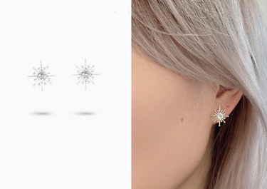 White Topaz Starburst Stud Earring