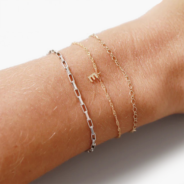 Amare Wear 14k Solid Gold BFF Initial Charms model shot