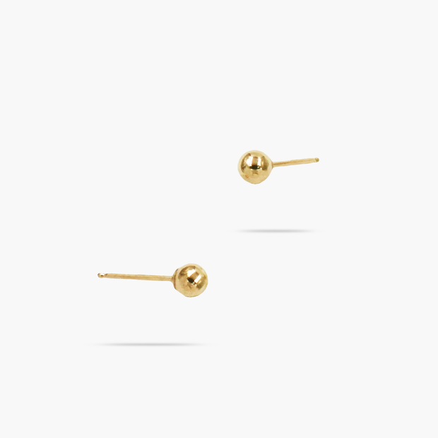 14k Solid Gold 4mm Round Ball Stud Earrings