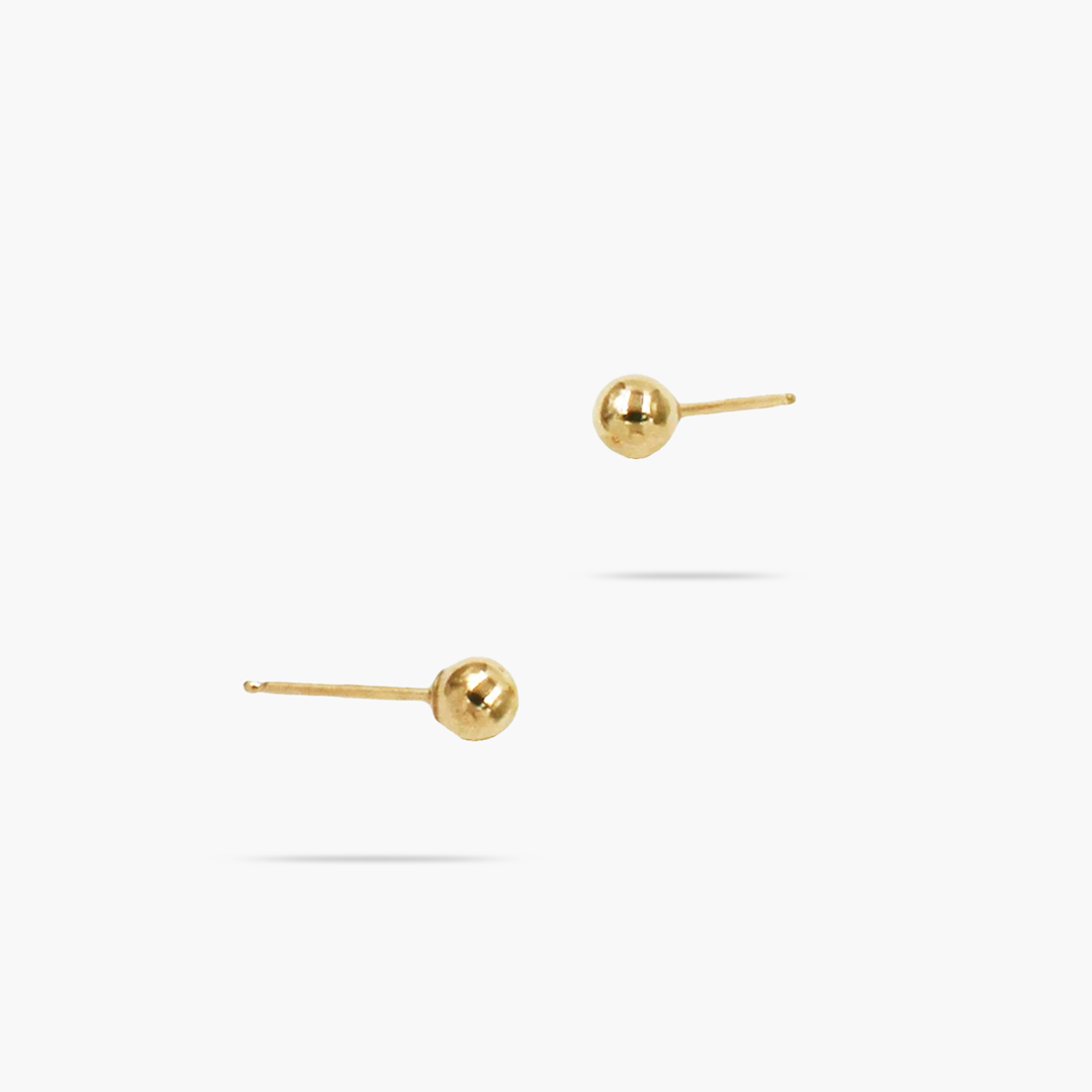 14k Solid Gold 4mm Round Ball Stud Earrings