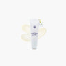 White lip balm tube with brand logo on a white background