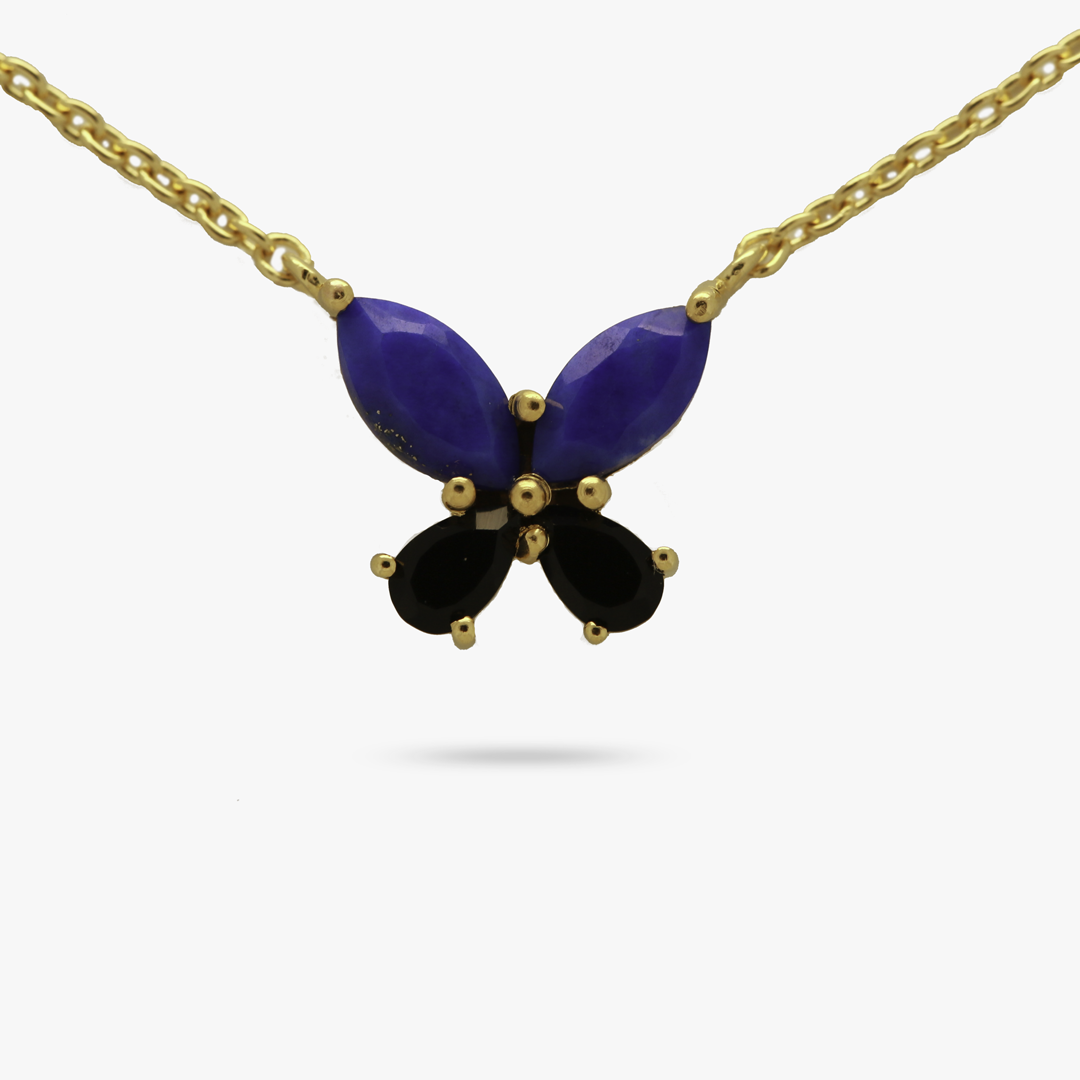 Lapis and Onyx Butterfly Necklace