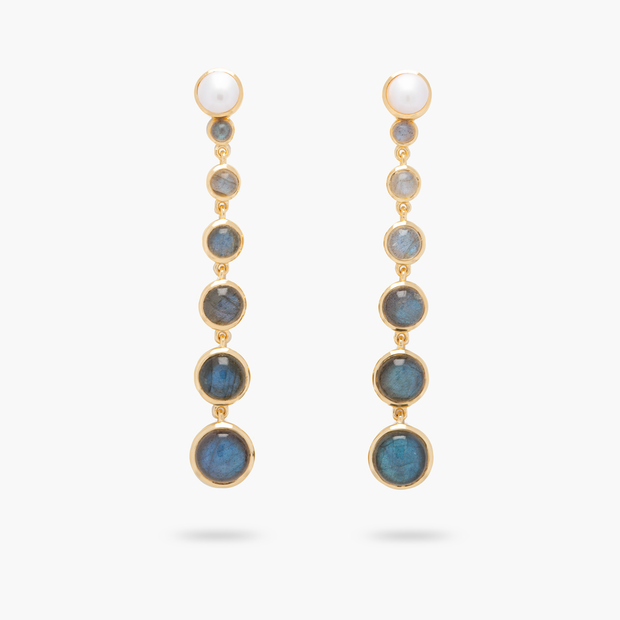 Amare Wear Freshwater Pearl and Labradorite Statement Earring