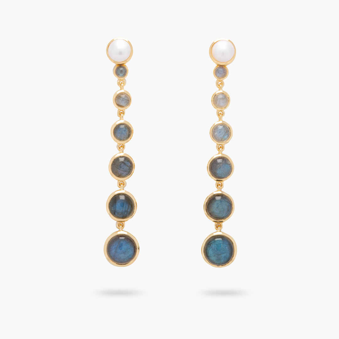 Amare Wear Freshwater Pearl and Labradorite Statement Earring