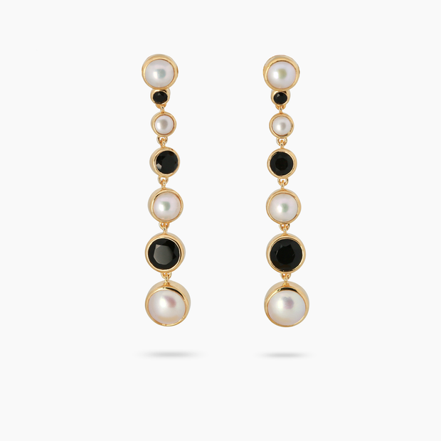Amare Wear Freshwater Pearl and Black Onyx Statement Earring