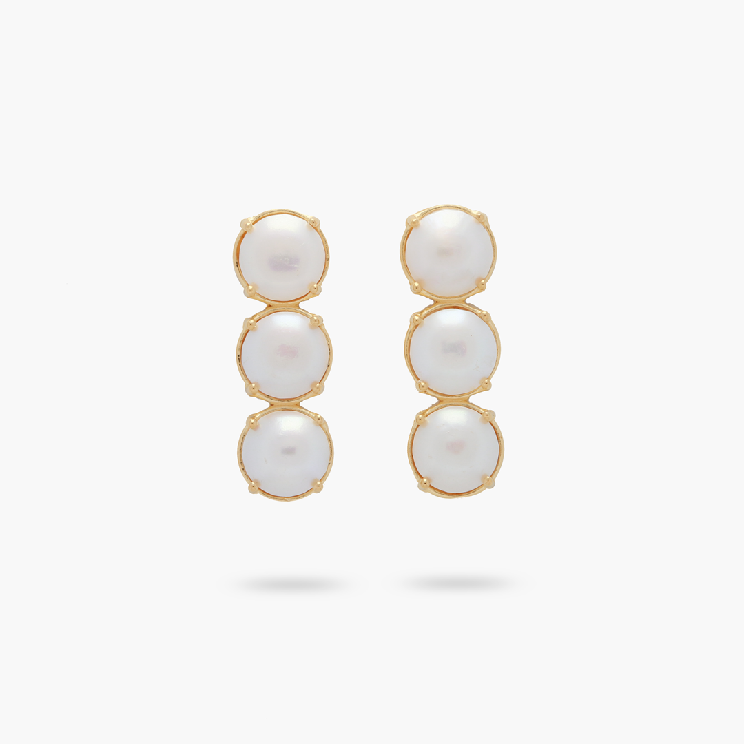 Fresh Water Pearl Triple Dangle Earring AMARE WEAR