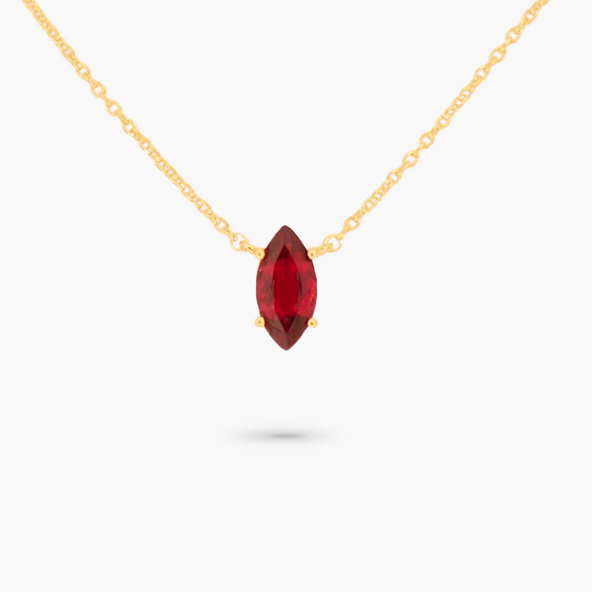 Amare Wear July Marquise Birthstone Necklace Ruby