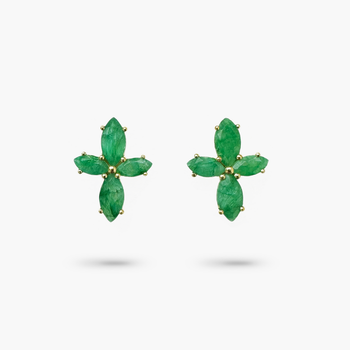 Amare Wear Marquise Flower Green Onyx Earring Studs