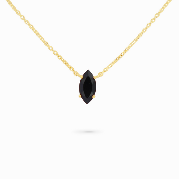 Amare Wear July Marquise Birthstone Necklace Black Onyx