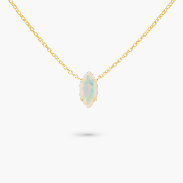Amare Wear October Marquise Birthstone Necklace Opal