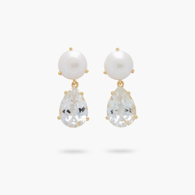 Amare Wear Freshwater Pearl and White Topaz Statement Earring