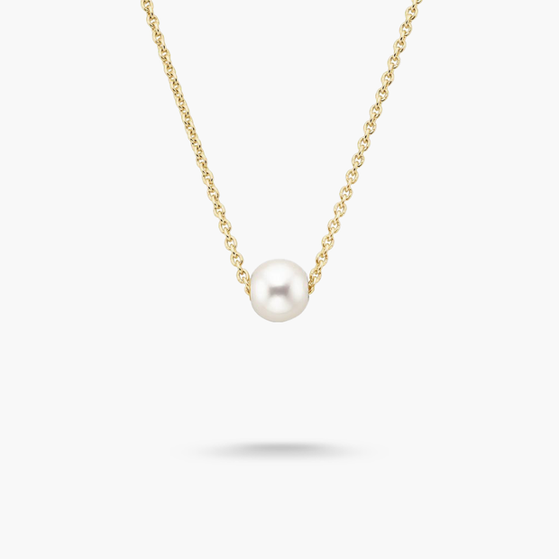 Minimin Classy Single  Akoya Pearl 14K Gold Necklace
