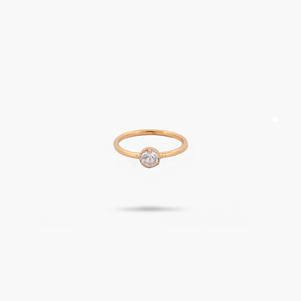 Amare Wear Petite Pinky White Topaz Solitaire Ring- April Birthstone