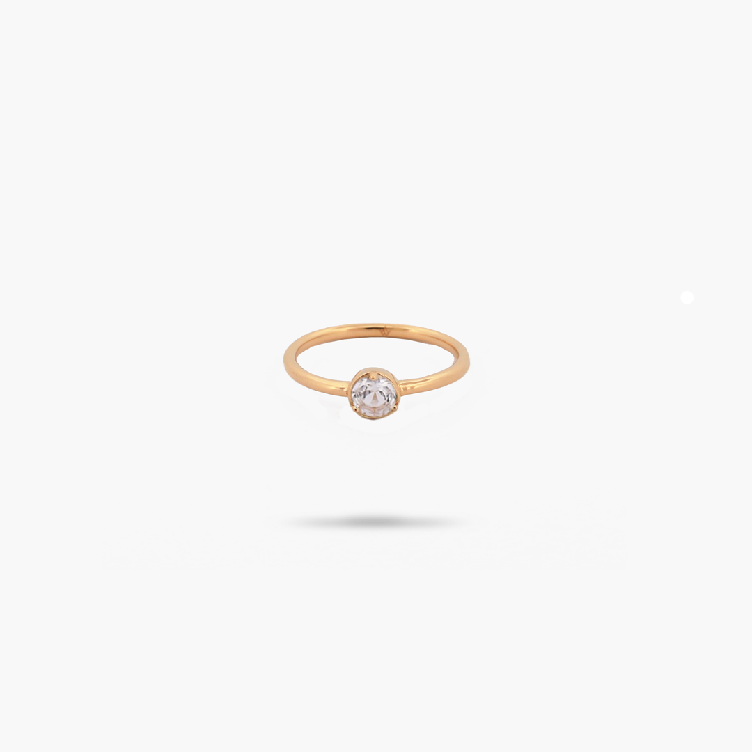 Amare Wear Petite Pinky White Topaz Solitaire Ring- April Birthstone