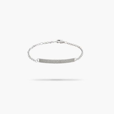 Pave Rectangle Bar Bracelet Sterling Silver