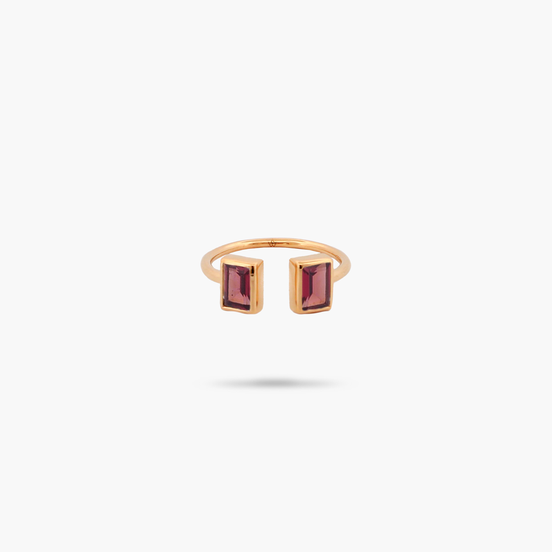 Amare Wear Baguette Garnet Cuff Ring