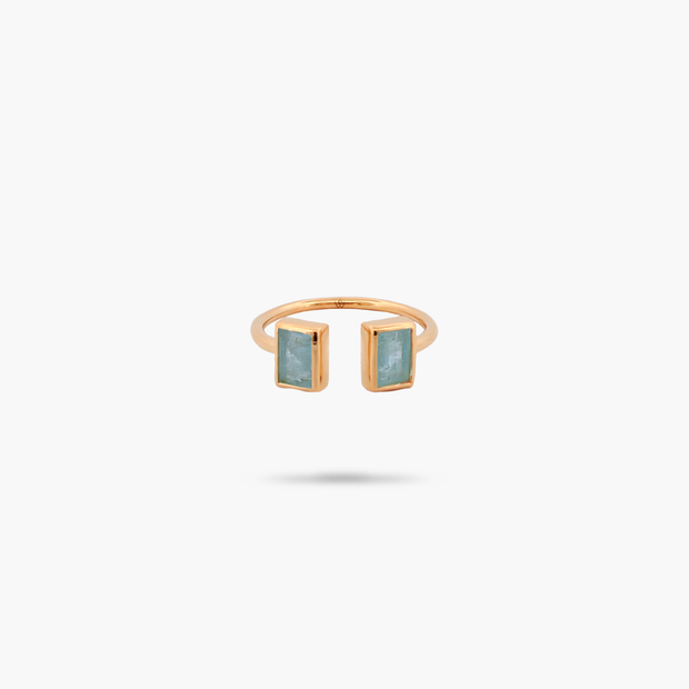 Amare Wear Baguette Aquamarine Cuff Ring