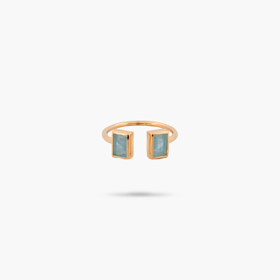 Amare Wear Baguette Aquamarine Cuff Ring