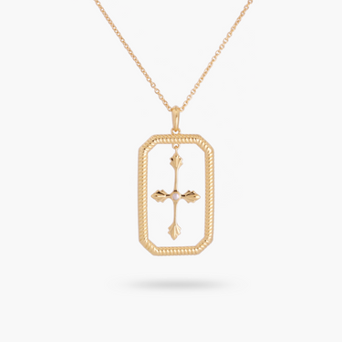 Men's • All Gender Cross dangle Necklace with Pearl