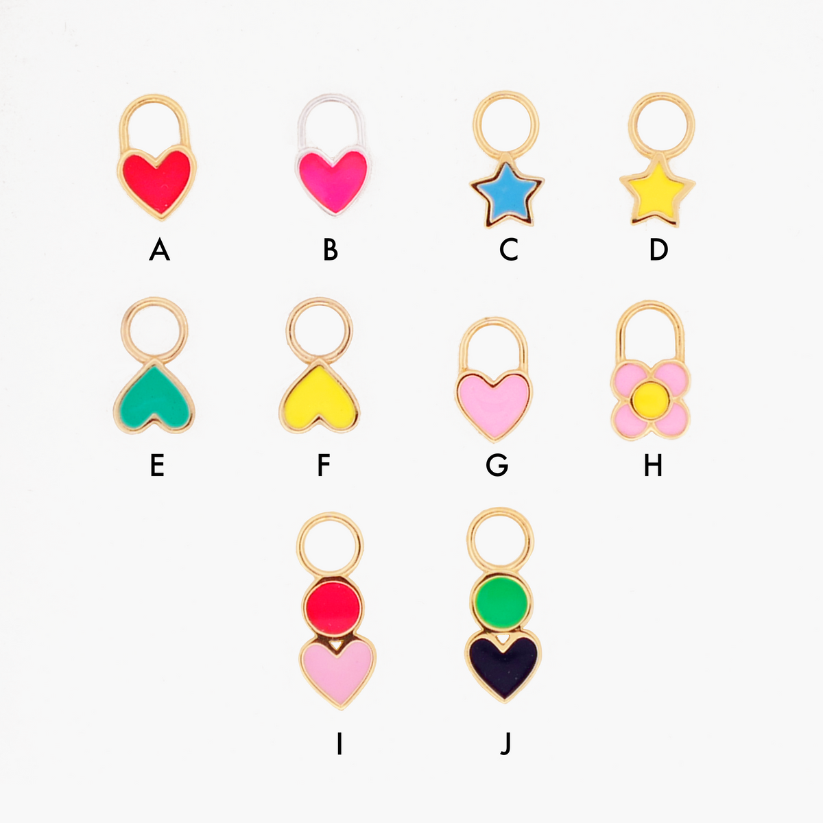 A Group of Earring Enamel Charms