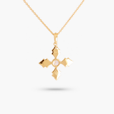BACKSIDE_Amare Wear B&W Enamel Cross Amulet Necklace