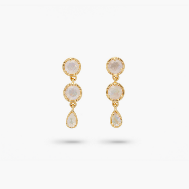 Amare Wear Gold Vermeil Moonstone Mini Dangle Earrings