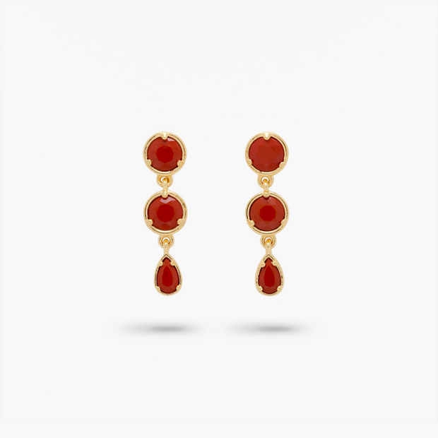 Gold Vermeil Red Lasper Mini Dangle Earrings