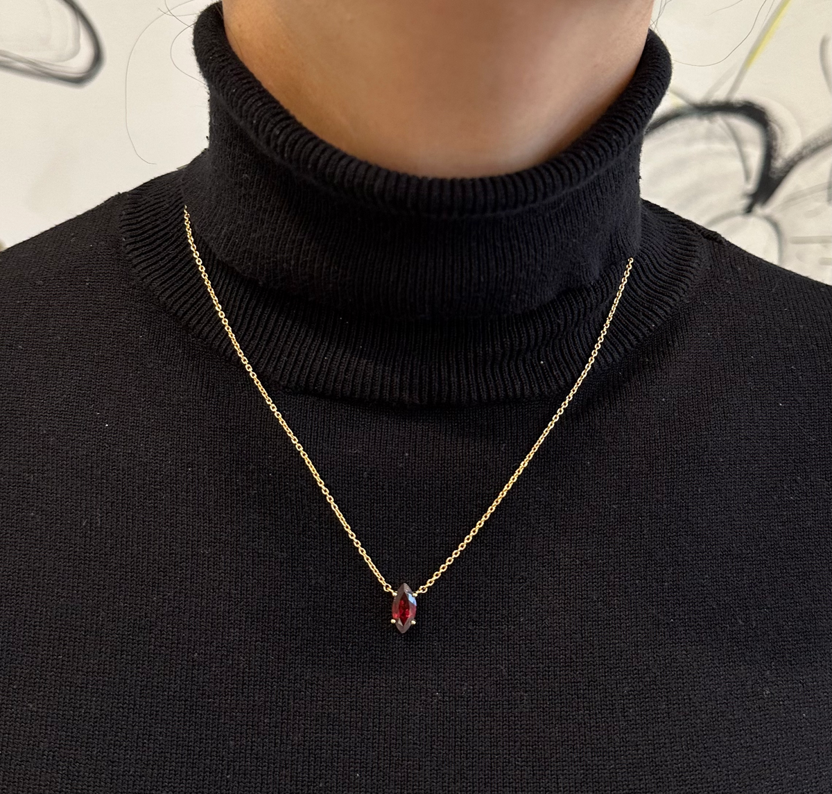 Amare Wear January Marquise Birthstone Necklace Garnet