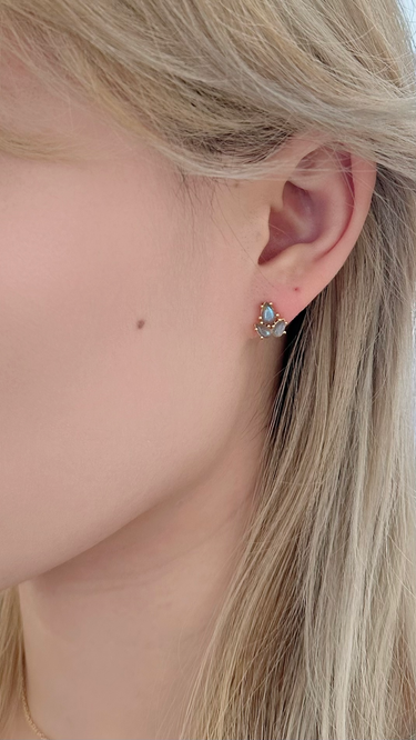 Mini Labradorite Cluster Studs