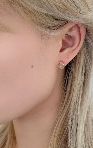 Mini Pink Chalcedony Cluster Studs