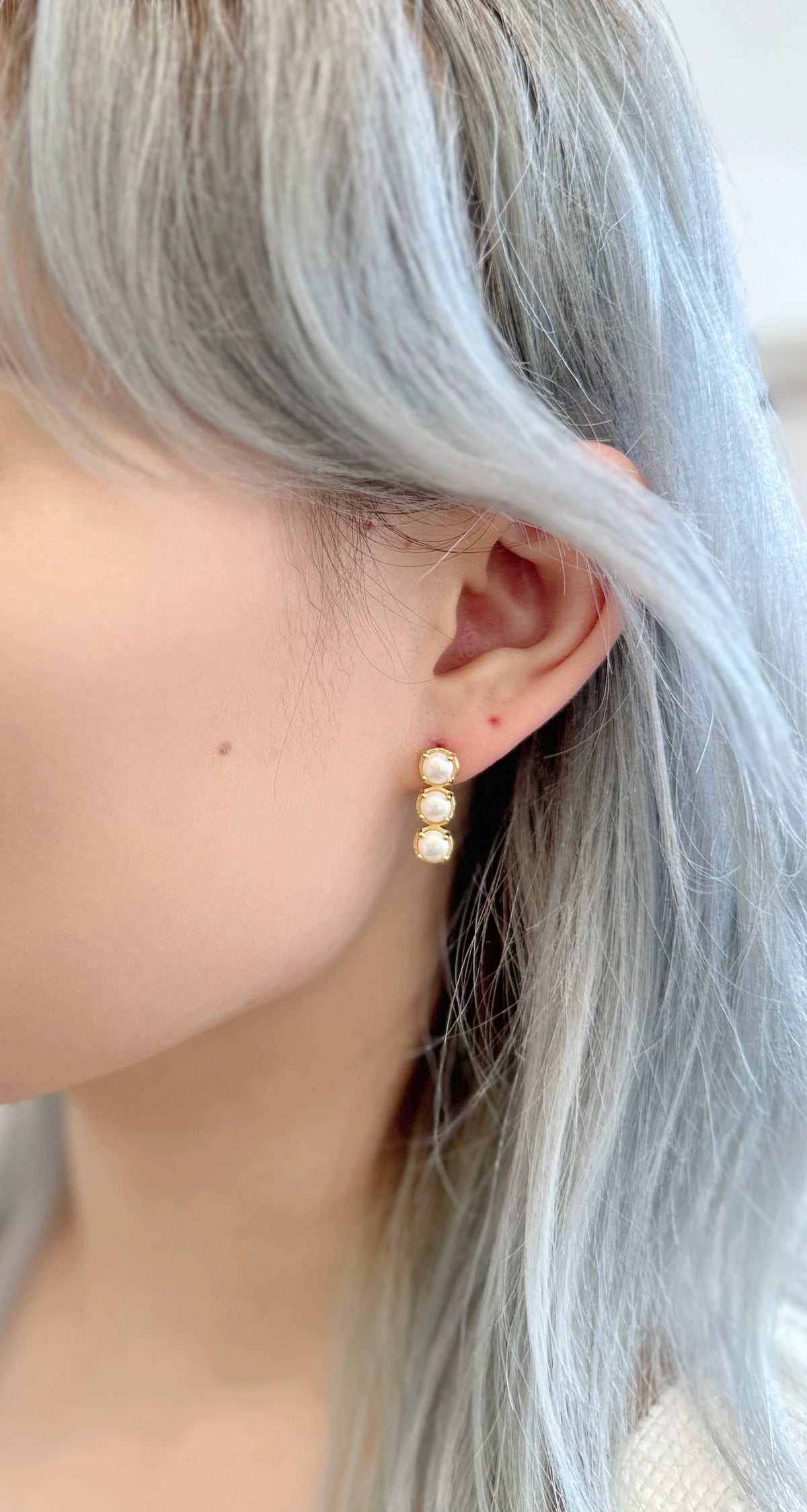 Amare Wear Petite Freshwater Pearl Triple Dangle Earring