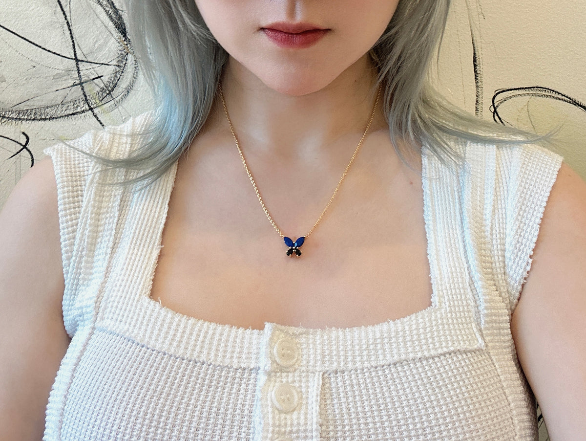 Lapis and Onyx Butterfly Necklace