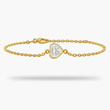 Solitaire Heart Shape Birthstone 14K Gold Bracelet
