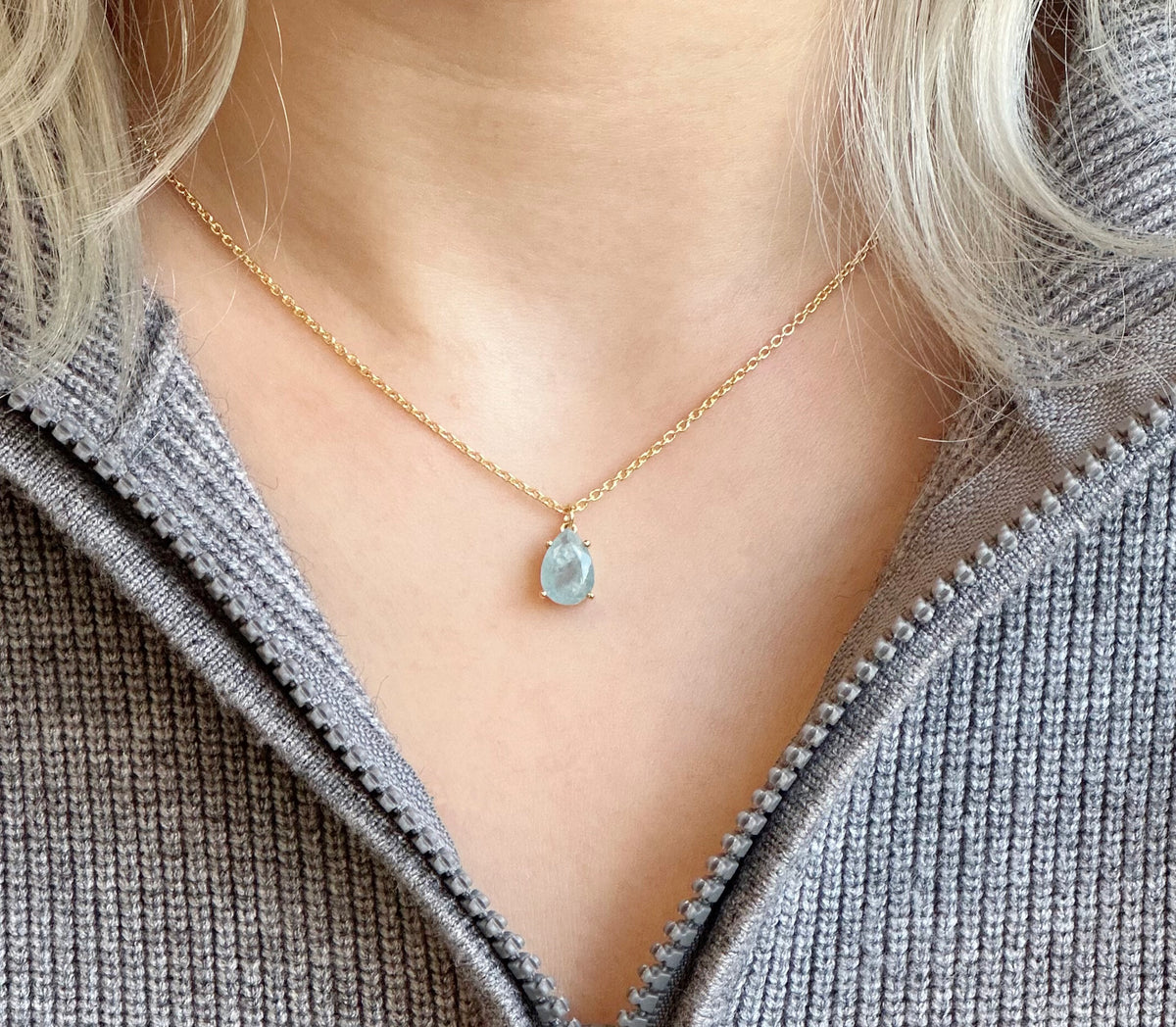Amare Wear Celebration Collection - March Birthstone Necklace Aquamarine