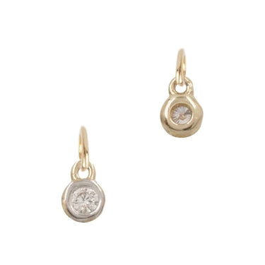14k Yellow Gold Tiny Diamond Dangle Charm, April