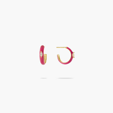 Red Cubic Zirconia Hoops Gold Vermeil