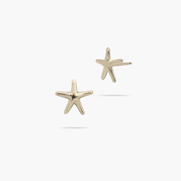 14k Solid Gold Rounded Starfish Stud Earrings
