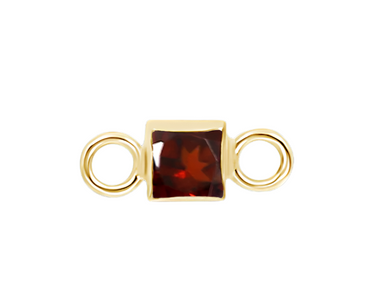 14k Square Garnet Stationary Charm
