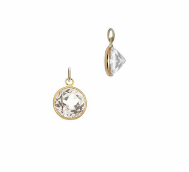 14k Yellow Gold White Topaz Big Dangle Charm 6mm, April