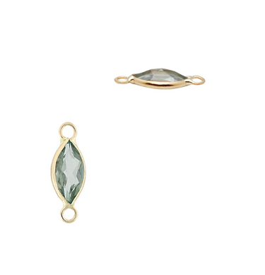 $68 14k Yellow Gold Blue Topaz Marquise Stationary Charm, March