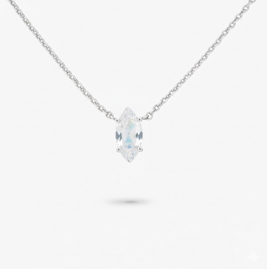 Amare Wear June Marquise Birthstone Necklace Silver (Moonstone)